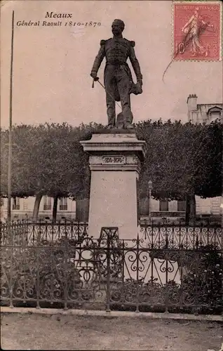 Ak Meaux Seine-et-Marne, General Raoult, Statue