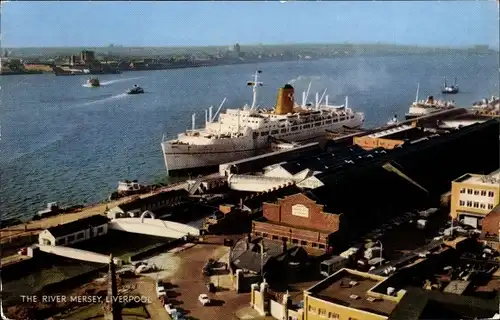 Ak Liverpool Merseyside England, The Liver Mersey, Dampfschiff