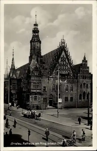 Ak Wrocław Breslau Schlesien, Rathaus am Ring