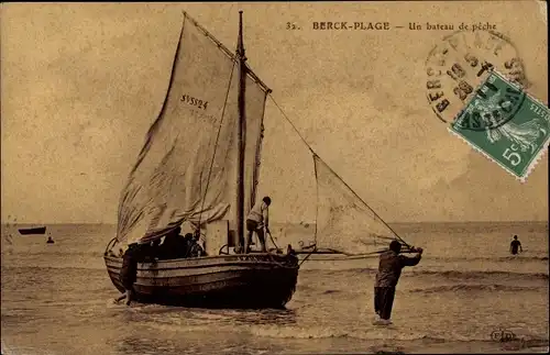 Ak Berck Plage Pas de Calais, Une bateau de peche