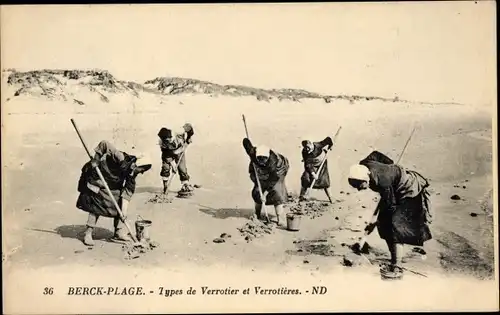 Ak Berck Plage Pas de Calais, Types de Verrotier et Verrotieres