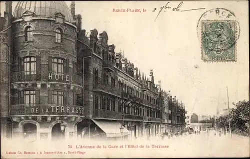 Ak Berck Plage Pas de Calais, L'Avenue de la Gare, Hotel de la Terrasse