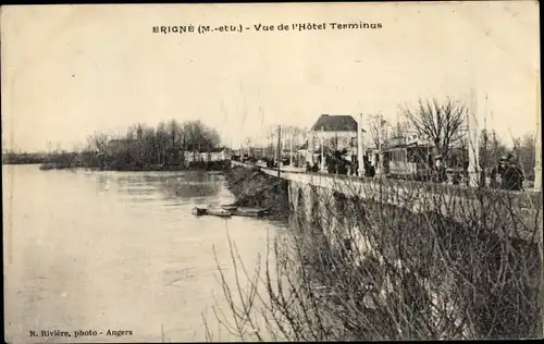 Ak Erigné Maine et Loire, Vue de l'Hotel Terminus