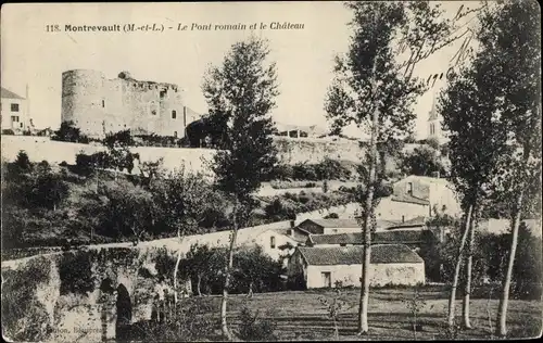Ak Montrevault Maine et Loire, Le Chateau, Le Pont romain
