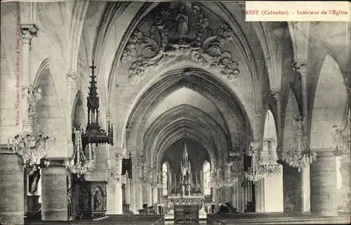 Ak Vassy Calvados, Interieur de l'Eglise