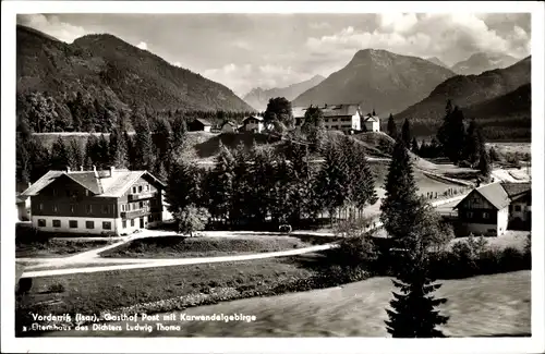 Ak Vorderriß Vorderriss Lenggries in Oberbayern, Gasthof Post, Karwendelgebirge