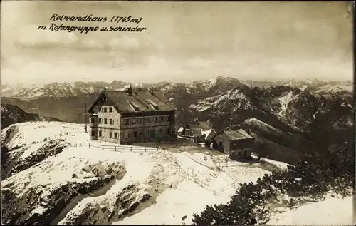 Ak Schliersee in Oberbayern, Rotwandhaus mit Rofangruppe und Schinder