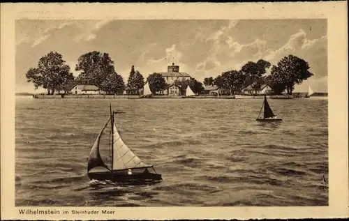 Ak Steinhude Wunstorf in Niedersachsen, Seepartie, Segelboote, Festung Wilhelmstein