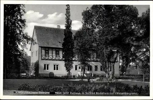 Ak Bodenwerder in Niedersachsen, Münchhausens Geburtshaus, Jetzt Rathaus