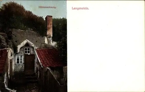 Ak Langenstein Halberstadt im Harz, Höhlenwohnung