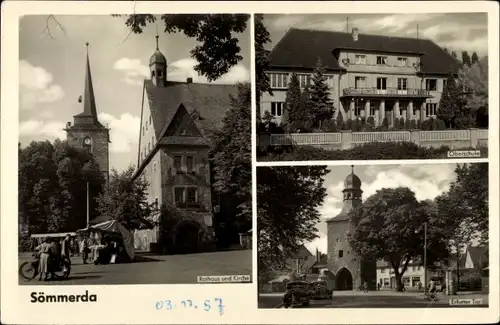 Ak Sömmerda in Thüringen, Rathaus, Kirche, Erfurter Tor, Oberschule