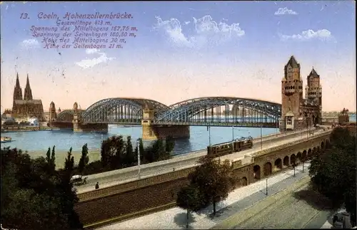 Ak Köln am Rhein, Hohenzollernbrücke