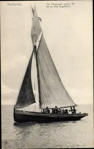 Ak Norderney in Ostfriesland, Segelboot auf dem Meer