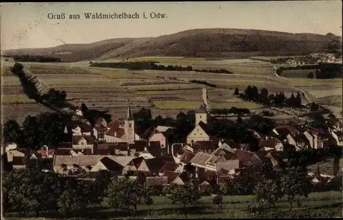 Ak Waldmichelbach Wald Michelbach im Odenwald Hessen, Totalansicht der Ortschaft