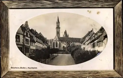 Präge Passepartout Ak Weinheim an der Bergstraße Baden, Marktplatz