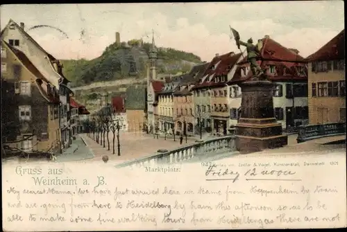 Ak Weinheim an der Bergstraße Baden, Marktplatz