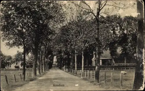 Ak Koudum Friesland Niederlande, Dorfstraße