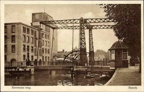 Ak Snits Sneek Friesland Niederlande, Electrische brug