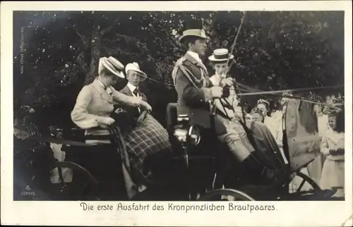 Ak Kronprinz Wilhelm von Preußen, Kronprinzessin Cecilie von Preußen, Die erste Ausfahrt