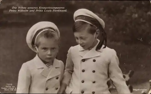 Ak Söhne des Kronprinzenpaares, Prinzen Wilhelm und Louis Ferdinand, Portrait