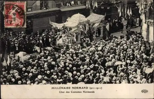 Ak Rouen Seine Maritime, Millenaire Normand 1911, Char des Costumes Normands