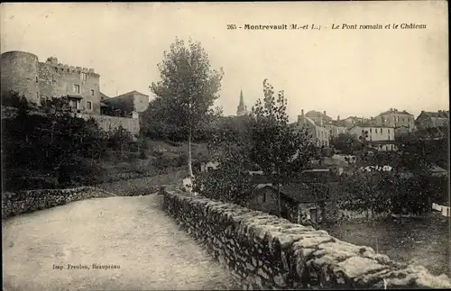 Ak Montrevault Maine et Loire, Le Pont romain, Le Chateau