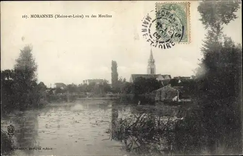 Ak Morannes Maine et Loire, Vu des Moulins