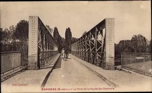 Ak Morannes Maine et Loire, Le Pont, La Route de Chemire