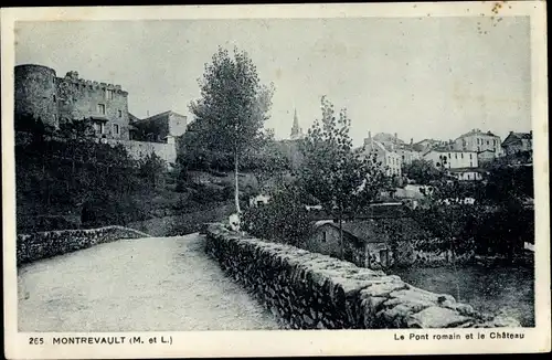 Ak Montrevault Maine et Loire, Le Pont romain, Le Chateau