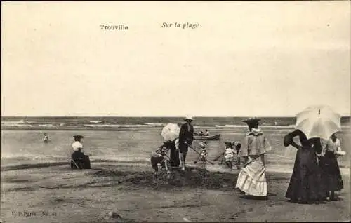 Ak Trouville Calvados, Sur la plage