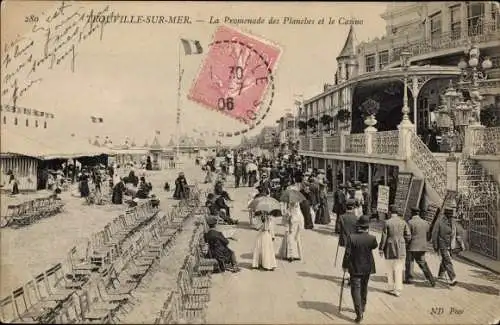 Ak Trouville sur Mer Calvados, La Promenade des Planches, Le Casino