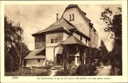 Ak Jena in Thüringen, Schillerkirche, 22.01.1790 Trauung Schiller und Lotte