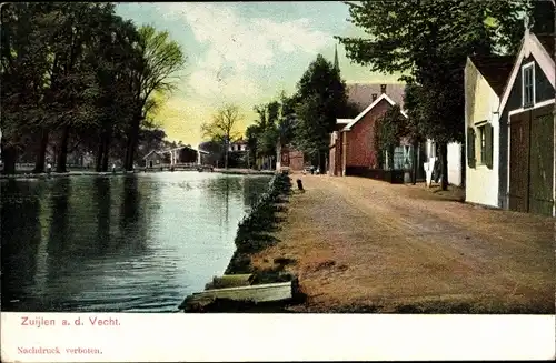 Ak Zuilen Utrecht Niederlande, Flusspartie, Wohnhäuser