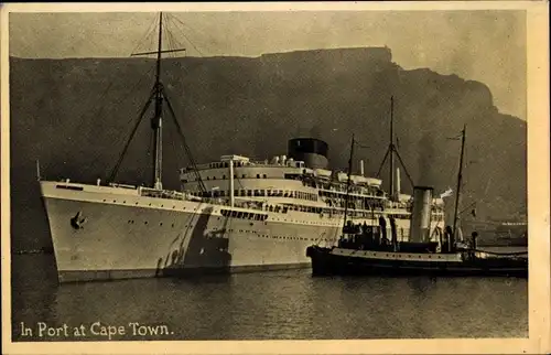 Ak Cape Town Kapstadt Südafrika, In Port, Passagierschiff