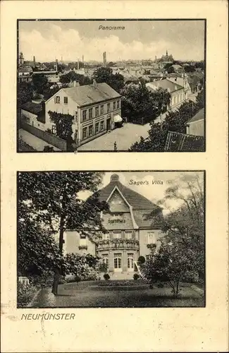 Ak Neumünster in Holstein, Sagers Villa, Panorama