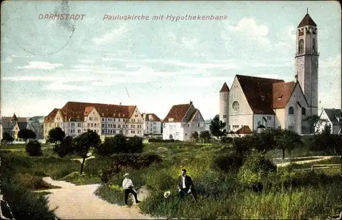 Ak Darmstadt in Hessen, Pauluskirche, Hypothekenbank