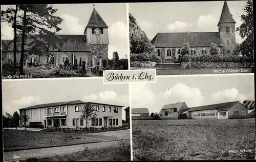 Ak Büchen im Herzogtum Lauenburg, Kirche Pötrau, Schule, Kino