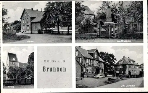 Ak Brunsen Einbeck in Niedersachsen, Gasthaus, Ehrenmal, Schule, Kirche