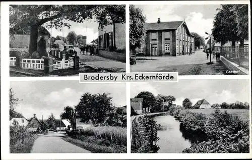 Ak Brodersby in Schleswig Holstein, Straßenpartie, Gasthof