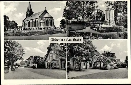 Ak Ahlerstedt Kreis Stade in Niedersachsen, Kirche, Denkmal, Ortsansichten