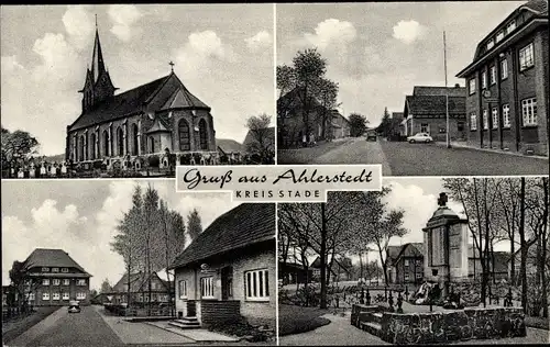 Ak Ahlerstedt Kreis Stade in Niedersachsen, Kirche, Denkmal, Ortsansichten