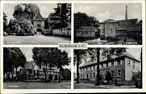 Ak Bersenbrück in Niedersachsen, Klosterpforte, Kreishaus, Kreissparkasse, Hasemühle