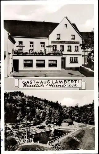 Ak Beulich im Hunsrück, Gasthaus Lamberti, Freibad