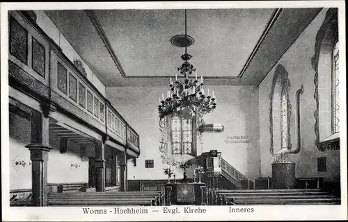 Ak Hochheim Worms am Rhein, Evangelische Kirche, Innenansicht