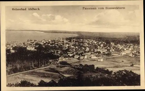Ak Ostseebad Ahlbeck Heringsdorf auf Usedom, Panorama vom Bismarckturm aus