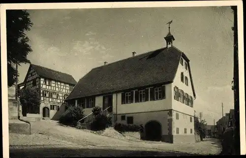 Ak Schnait Weinstadt im Rems Murr Kreis, Komponist Friedrich Silcher, Geburtshaus, Dorfansicht