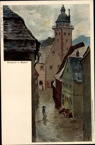 Künstler Litho Mosbach am Odenwald, Straßenpartie