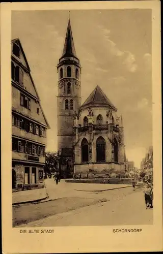 Ak Schorndorf in Württemberg, Straßenpartie mit Kirche