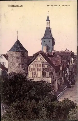 Ak Winnenden in Württemberg, Diebsturm mit Torturm