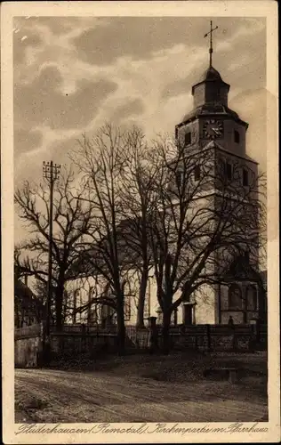 Ak Plüderhausen in Baden Württemberg, Kirche mit Pfarrhaus